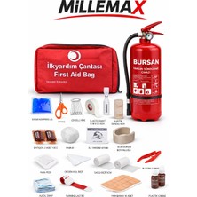 Bursan Millenmax Lüx  Ilk Yardım Seti - Muayene Uyumlu 2 kg Araç Yangın Tüpü
