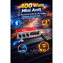 Fırsat Yolu Mini Anfi 400 Watt 12V Bluetooth USB Sd Fm Radyo Uzaktan Kumandalı