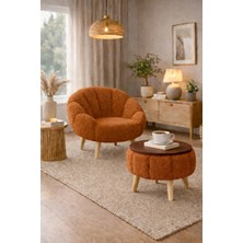 Dekor Mobilyacım World Çay Seti Berjer Tablalı Puf Hediyeli 2li Berjer Takımı Koltuk Seti Yaprak Model Döşeme Koltuk