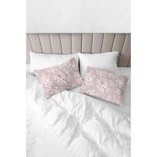 Monolisse % 100 Pamuk Baskılı Akfil Arden Yastık Kılıfı 2'li Set - 50X70 cm Gül Kurusu