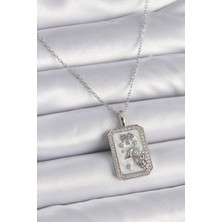 Youday Accessories 316L Çelik Gümüş Renk Zincir Koç Burcu Zirkon Taşlı Kadın Kolye