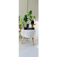 Dekor Mobilyacım Krem Puf 3 Ayaklı Peluş Puf