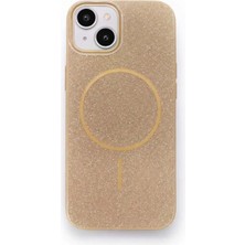 Fenza iPhone 14 Uyumlu Telefon Kılıfı Magsafe Wireless Şarj Özellikli Simli Gold Renkli