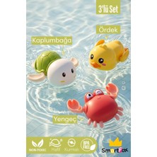 SmartFox Yüzen 3’lü Su Oyuncağı Banyo Arkadaşı-Ördek, Kaplumbağa ve Yengeç Kurmalı Banyo Oyuncakları - 3 Adet