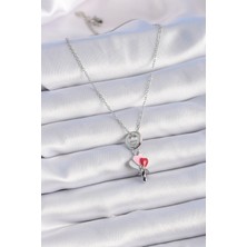Youday Accessories 316L Çelik Gümüş Renk Renkli Kalp Figür Charm Model Kadın Kolye