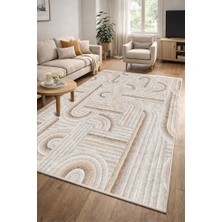 Lioara Home Krem Renk Dijital Baskılı Halı – Modern, Kaymaz Taban, Leke Tutmaz, Salon & Oturma Odası Için