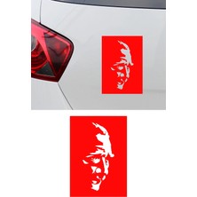 New Jargon Atatürk Sanatsal Silüet Sticker - Mustafa Kemal Atatürk Portre Oto Sticker 11X15CM
