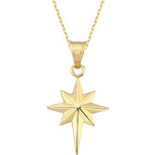 Altın Sepeti Altın Küçük Boy Sade Kutup Yıldızı Kolye