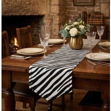 Yarımada Kadın Kooperatifi ​zebra Desenli Modern Runner - 170X50 cm (Püskül Detaylı)