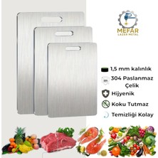 Mefar Metal 3'lü Paslanmaz Çelik Kesme Tahtası Seti