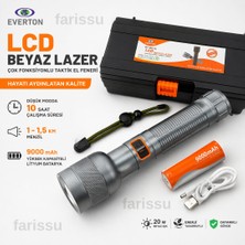 farissu Everton RT-063 A 30W Beyaz Lazer Şarjlı Taktik El Feneri - 2000 Lümen - 9000 Mah