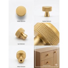 Viva Altın Modern Düğme Kulp - Dokulu Metal Aksesuar (Vidalı Paket) 5 Adet