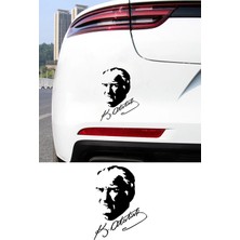 New Jargon Atatürk Imza ve Silüet Araba Sticker - Mustafa Kemal Atatürk Oto Sticker 11X15CM