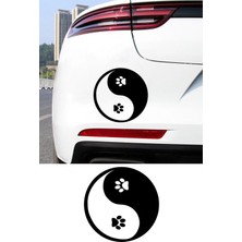 Mıgnatıs Yin Yang Kedi Pati Sticker - Minimal Oto Sticker -Kedi Patili Araba Sticker 15X15CM