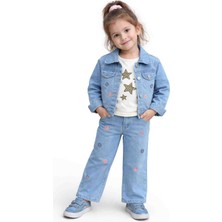 Been Kids Kız Çocuk 3’lü Nakış Detaylı Kot Takım