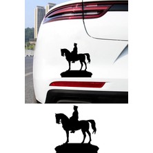 New Jargon At Üstünde Atatürk Sticker - Mustafa Kemal Atatürk Silüet Oto Sticker 14X15CM