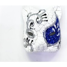 Eco Lounge Mavi Işlemeli Seramik Venedik Kedi Magnet