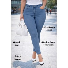 CEDY DENIM Kadın Yüksek Bel Skinny Fit Jeans Büyük Beden Kot PantolonC597