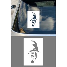 Mıgnatıs Atatürk Sanatsal Silüet Sticker - Mustafa Kemal Atatürk Portre Oto Sticker 11X15CM
