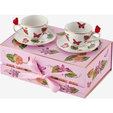 Chiara Alessi Butterfly Kırmızı Porselen Kahve Fincan Seti 120 ml