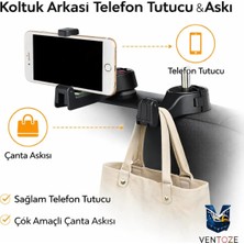 Ventoze Oto Koltuk Arkası Telefon Tutucu Askılık – Araç Içi Çok Amaçlı Askı Aparatı Tek Ebat