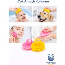 Ventoze Çok Amaçlı Mini Yıkama Fırçası Tarağı | Yumuşak Plastik Masaj Etkili Banyo Aparatı 2 Adet Tek Ebat Tüy Toplayıcı