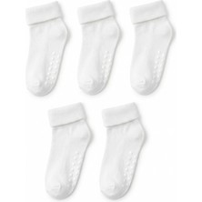 QUALITY WALKING 5'li Pamuklu Kaydırmaz Çocuk Çorap Katlamalı Lastikli Yumuşak Dokulu