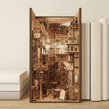 Algwood European Alley Book Nook Ahşap 3D Maket (263 Parça) – LED Işıklı Dekoratif Kitap Arası