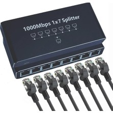 CoverZone ZR1256 | RJ45 Network Splitter Adapter 1 To 7 1000MBPS Gigabit Ethernet Çoklayıcı 7 Port RJ45 Ağ Bölücü USB Güç Destekli 100 Metreye Kadar Veri Iletimi Network Kablo Dağıtıcı