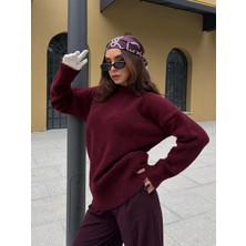 Minaaise Basic Uzun Triko Kazak Bordo
