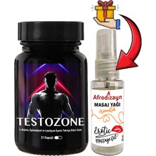 Testozone: 1 Adet Erkeklere Özel L-Argininli Epimedyumlu Lepidyumlu 21LI Formül + 30 ml Afrodizayn Erotikmasaj Yağı