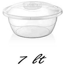 ALMITAL Plastik 7 Litre Kapaklı Hamur Leğeni Saklama Kabı Şeffafl (Çap 33 Cm)