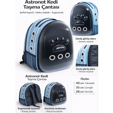 Karamel Pet Patili Astronot Şeffaf Kapılı Taşıma Sırt Çantası 24X32X42 cm Mavi