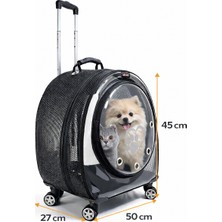 Karamel Pet Jumbo Fileli Tekerlekli Kedi Köpek Taşıma Çantası 45 x 50 x 27 cm Siyah 15 kg