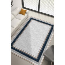 Lioara Home Mavi/krem Modern Baskılı Halı – Modern, Kaymaz Taban, Salon & Oturma Odası Için Halı