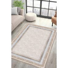 Lioara Home Krem Modern Baskılı Halı – Modern, Kaymaz Taban, Salon & Oturma Odası Için Halı