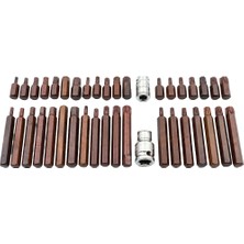 Poldi 40 Parça S2 Çelik Bit Uç Seti (Torx, Hex, Spline) - 3/8" ve 1/2" Adaptörlü
