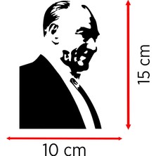 Mıgnatıs Atatürk Portre Silüet Araba Sticker - Mustafa Kemal Atatürk Yüz Oto Sticker 10X15CM