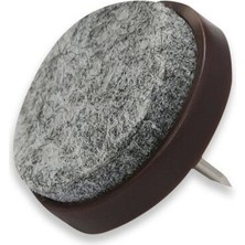 4 Adet Çap 20 mm, Kahverengi Plastik Tabanlı, Kendinden Çivili Sandalye Keçesi