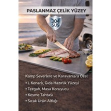Plastmarket Kamp ve Karavan Mutfağına Özel Geniş Hazırlık ve Sunum Tezgahı, Paslanmaz Çelik Yüzey, 100X50 cm