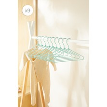 Ocean Home Textile 9'lu Mint Renk Kumaş Kaplı Metal Bebek Giysi Askısı19.5 x 30 x 0.3 cm