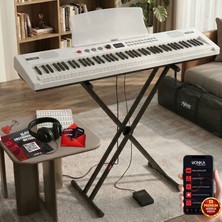 Midex PS4000WH-SET Tuş Hassasiyetli 61 Tuşlu Org Bluetooth USB Midi (Sustain Pedalı Çanta Kulaklık Stand METOD)