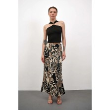 Win Moda Desenli Saten Etek - Saten Etek - Uzun Etek / Kod Çokrenkli