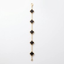 Paun Store Siyah Yonca Altın Kaplama Bileklik