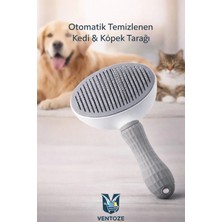 Ventoze Profesyonel Tüy Toplayıcı Masaj Tarağı | Tek Tuşla Kendi Temizleyen Gri Kedi Köpek Fırçası Tek Ebat Tüy Toplayıcı Tarak/fırça