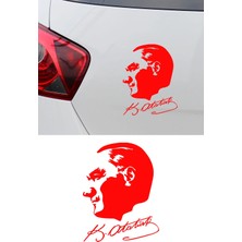 New Jargon Atatürk Silüet Imza Sticker - Mustafa Kemal Atatürk Oto Sticker - Araba Motor Sticker 11X15CM