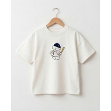 Babytex %100 Pamuklu Oversize Tişört Bebek-Çocuk Bisiklet Yaka Baseball Köpek Baskılı