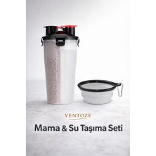 2'si 1 Arada Sızdırmaz Evcil Hayvan Mama ve Su Taşıma Matarası | Kilitli Portatif Seyahat Kabı Seti Çok Renkli Tek Ebat 600 ml Plastik Ventoze Shop