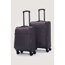 Elatae 2’li Valiz Seti Kabin + Orta Boy Körüklü Su Geçirmez Kumaş 8 Tekerlek ELT034