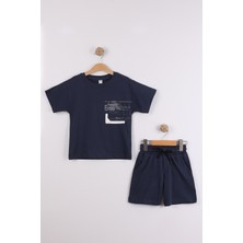 Joy Kids Erkek Çocuk %100 Pamuk Cep Baskılı Basic Takım (3-6yaş) (Koyugri)